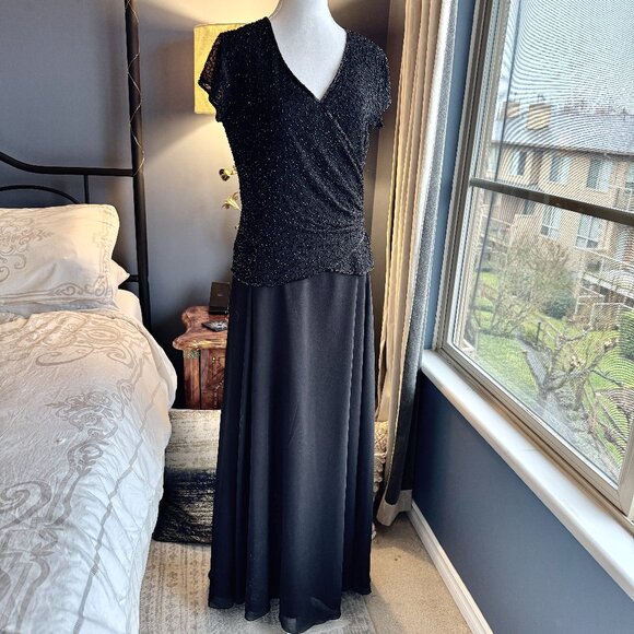 Black Sparkly Beaded Bodice Formal Gown - Picture 2 of 13